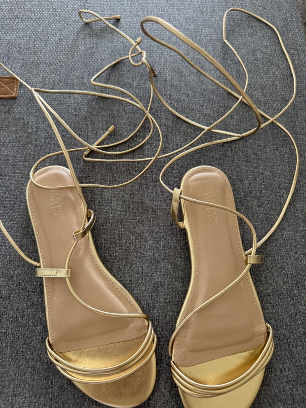 Strappy Gold Lace-Up Women’s Sandals